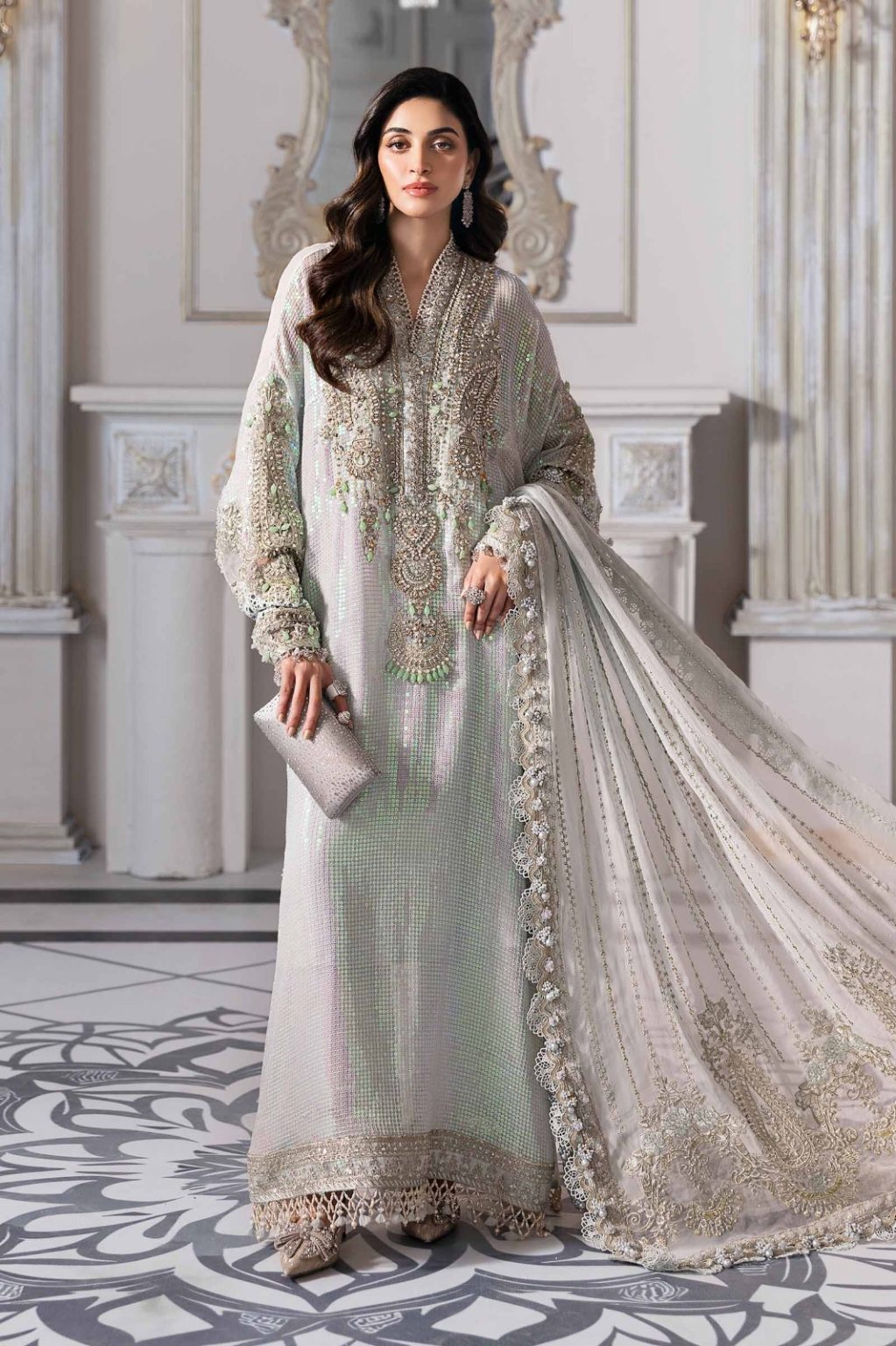 Maria.B | Unstitched Embroidered Chiffon Suit | BD-3005