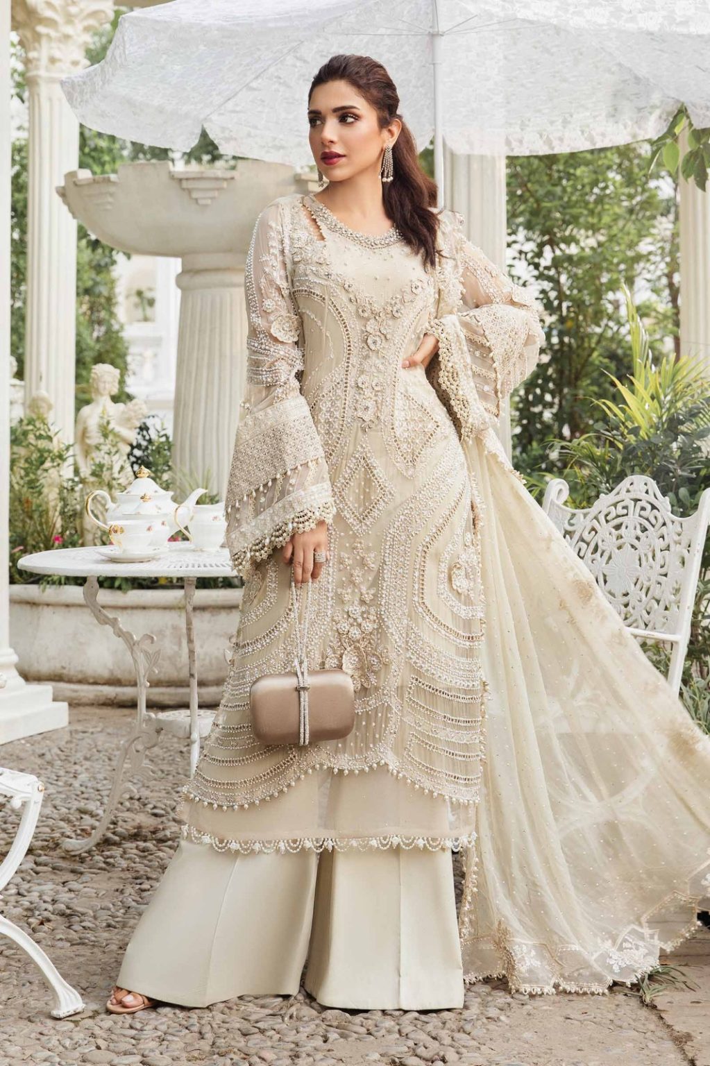 Maria. B | Unstitched Embroidered Chiffon Suit | MPC-24-104