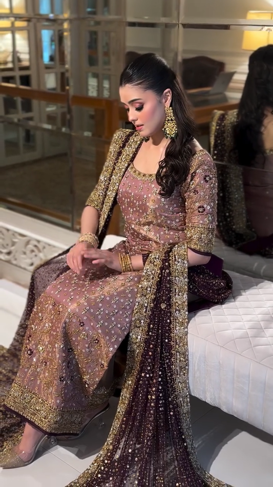 Fareeha by Haris Shakeel | Embellished Pink Formal Ensemble
