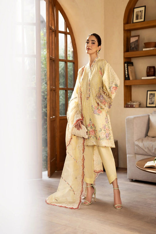 Maryam Hussain | Luxury Lawn’25 | Lemon Garden