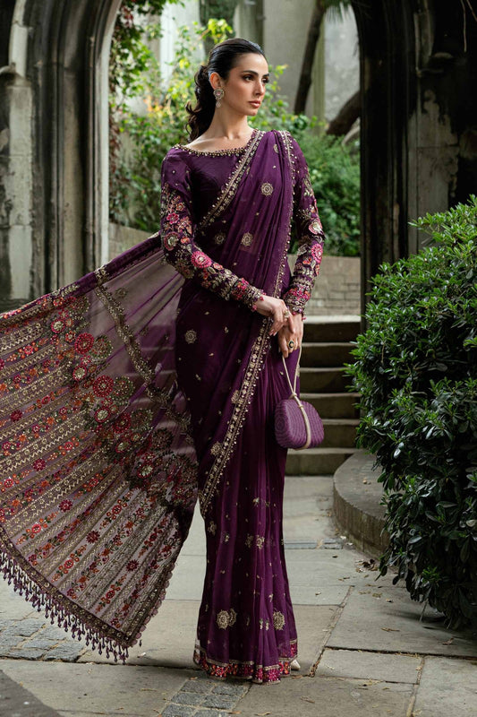 Maria. B | Unstitched Embroidered Chiffon Saree