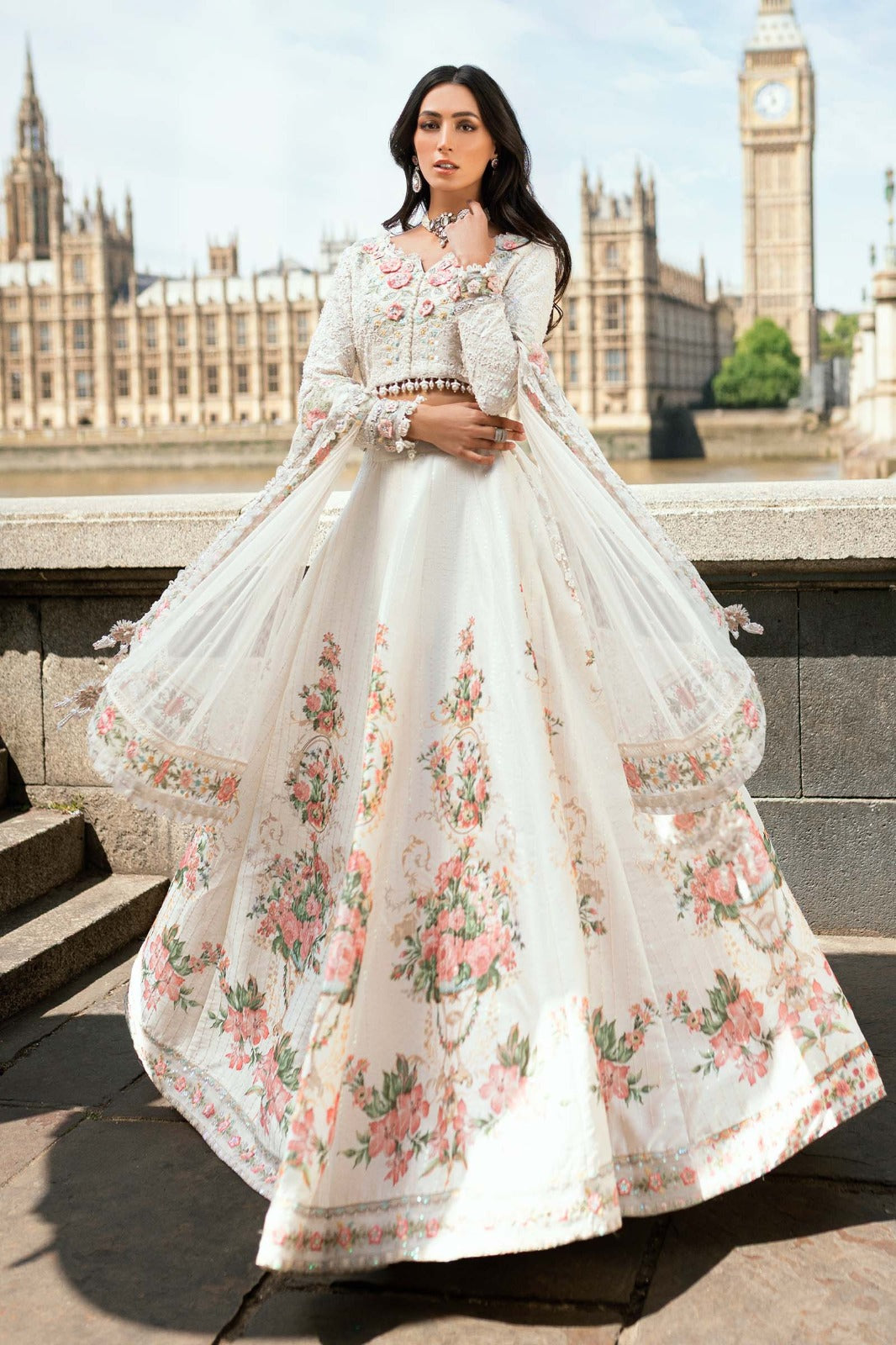 Maria.B Soiree | Printed & Embroidered Raw Silk