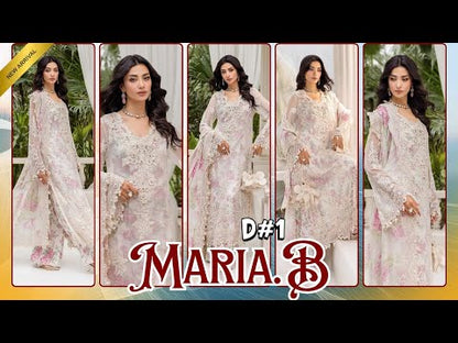 Maria. B | 3 Piece Unstitched Embroidered Chiffon Suit | MPC-25-101