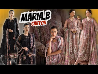 Maria. B | 3 Piece Unstitched Embroidered Chiffon Suit | MPC-25-105
