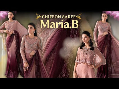 Maria B | Unstitched Embroidered Chiffon Saree | BD-3001